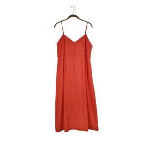 NWT Old Navy Linen Blend Cami Midi Dress Warm Sunset Orange Sundress Size XLP